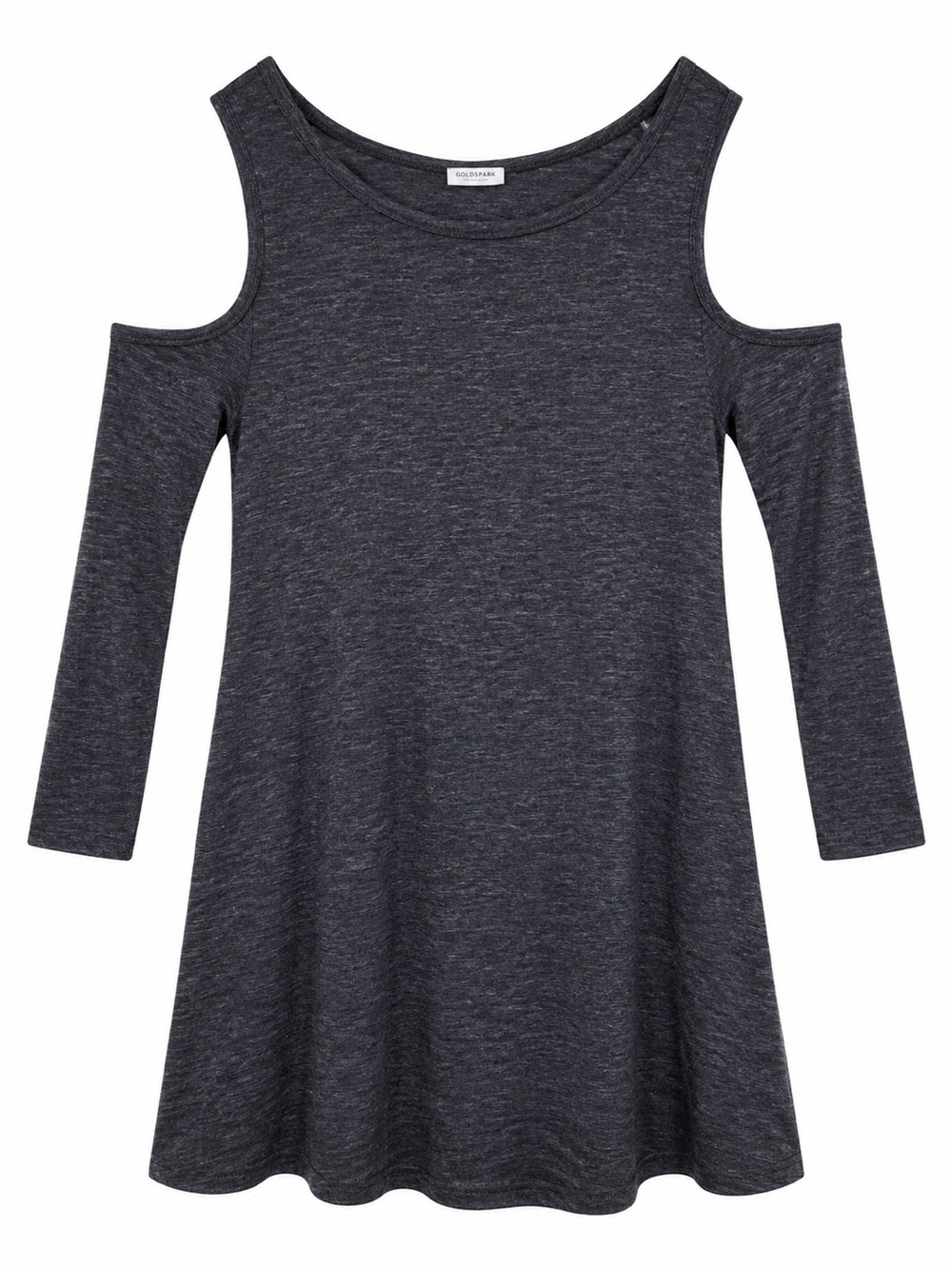 Goldspark Womens Small Cold Shoulder Tunic Top Long Sleeve Gray Stretch